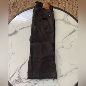 Judy Blue High Rise Denim Raw Hem Flare Jeans